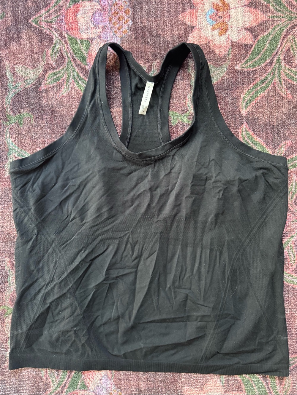Athleta Black Racerback Scoop Neck Fitted Plus Size Tank Top - 1X